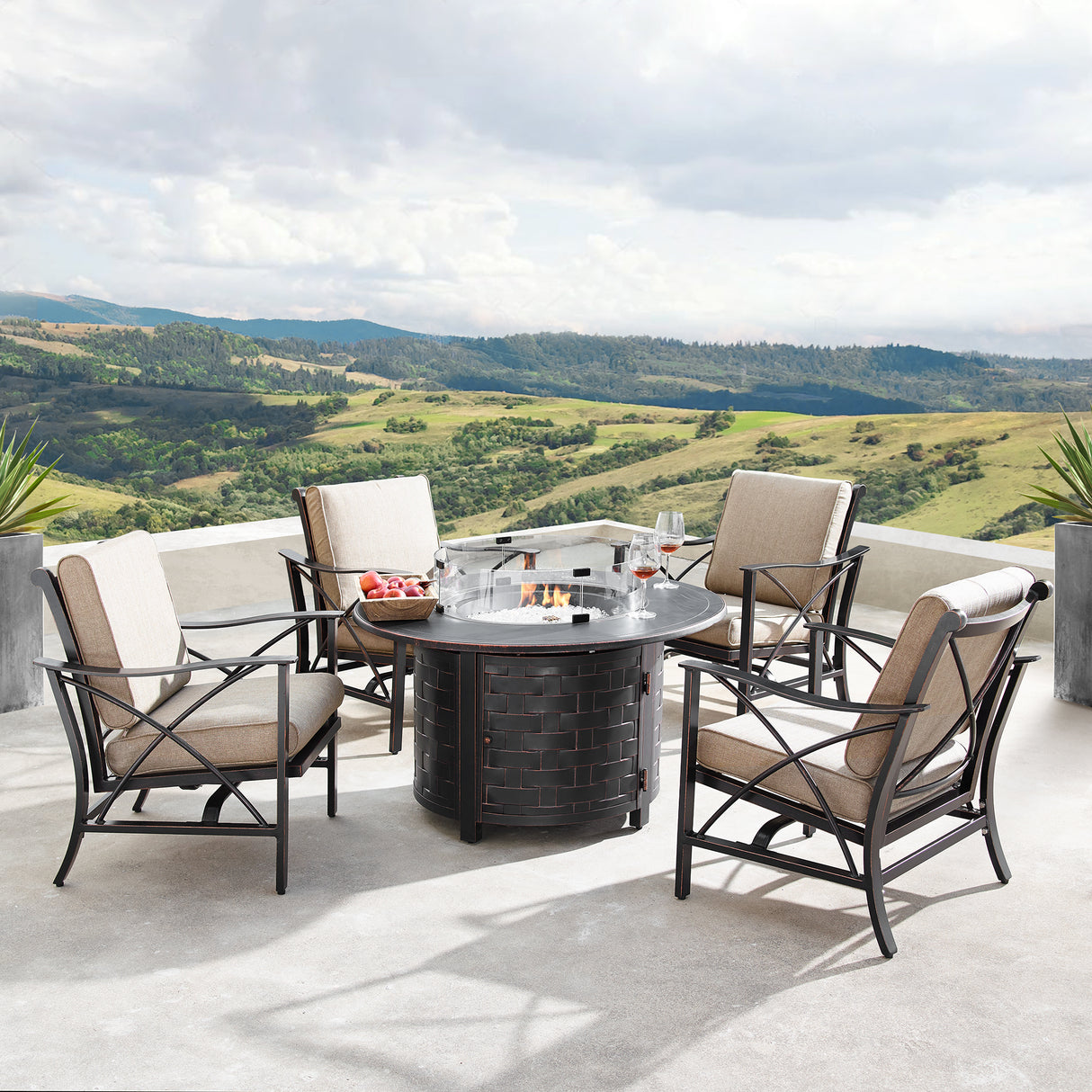 Aluminum Deep Seating Rocking Club Chairs in Antique Copper (set of 4) Sharicks