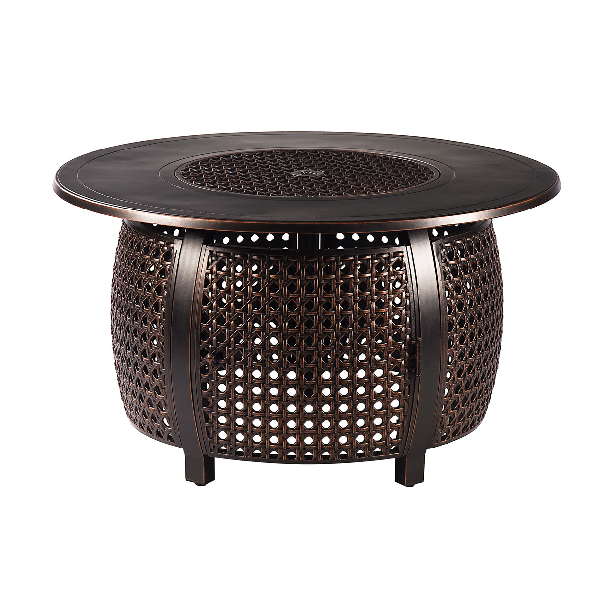Aluminum 44-in Round Propane Fire Table with Beads, Covers and Lid Sharicks