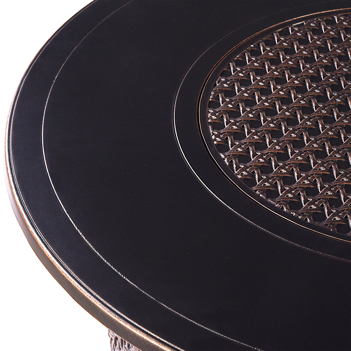 Aluminum 44-in Round Propane Fire Table with Beads, Covers and Lid Sharicks