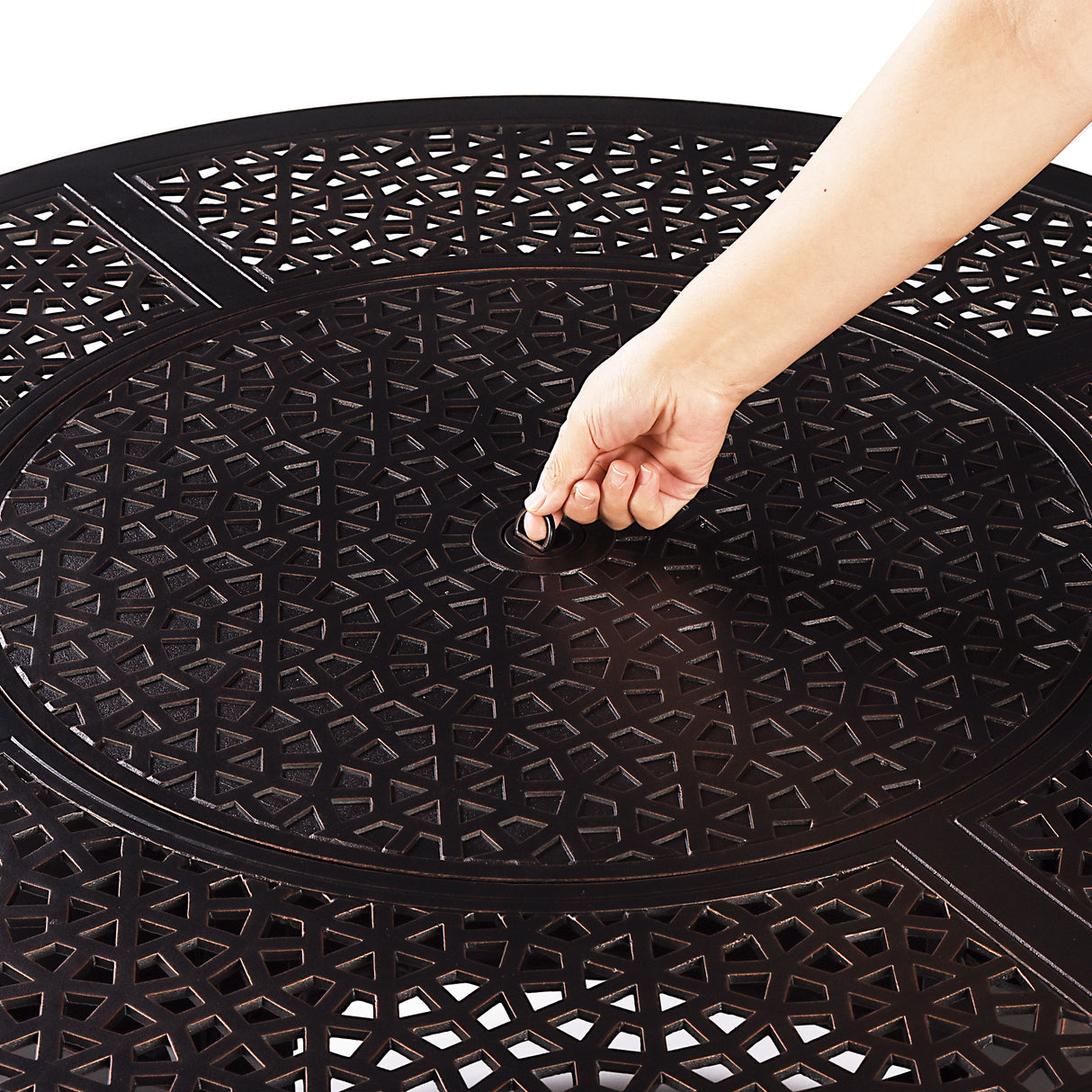 Aluminum 44-in Round Propane Fire Table with Beads, Covers and Lid Sharicks