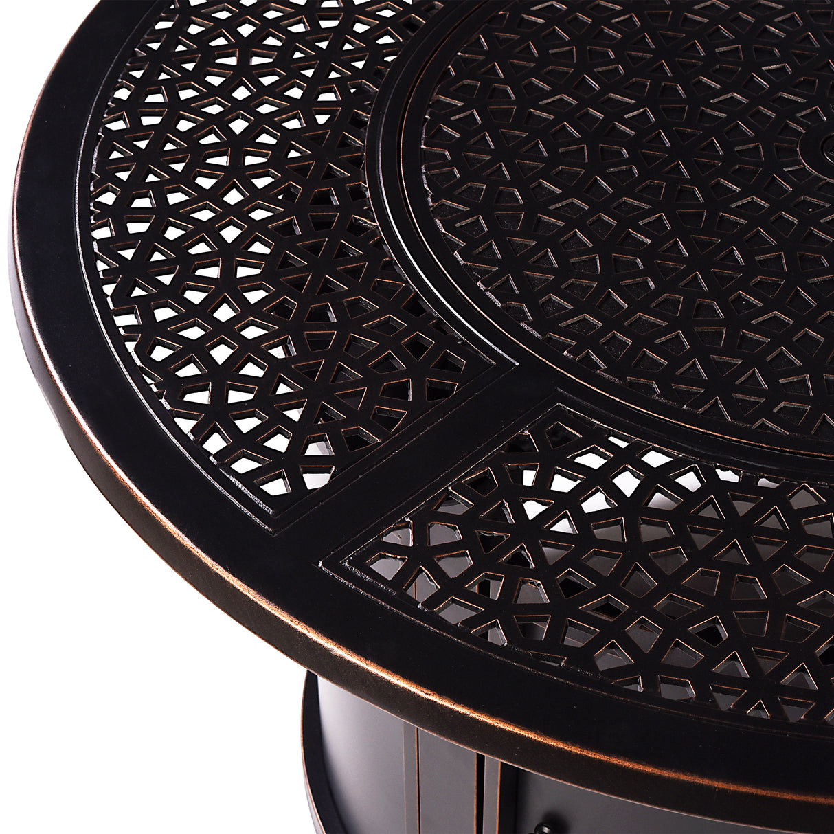 Aluminum 44-in Round Propane Fire Table with Beads, Covers and Lid Sharicks