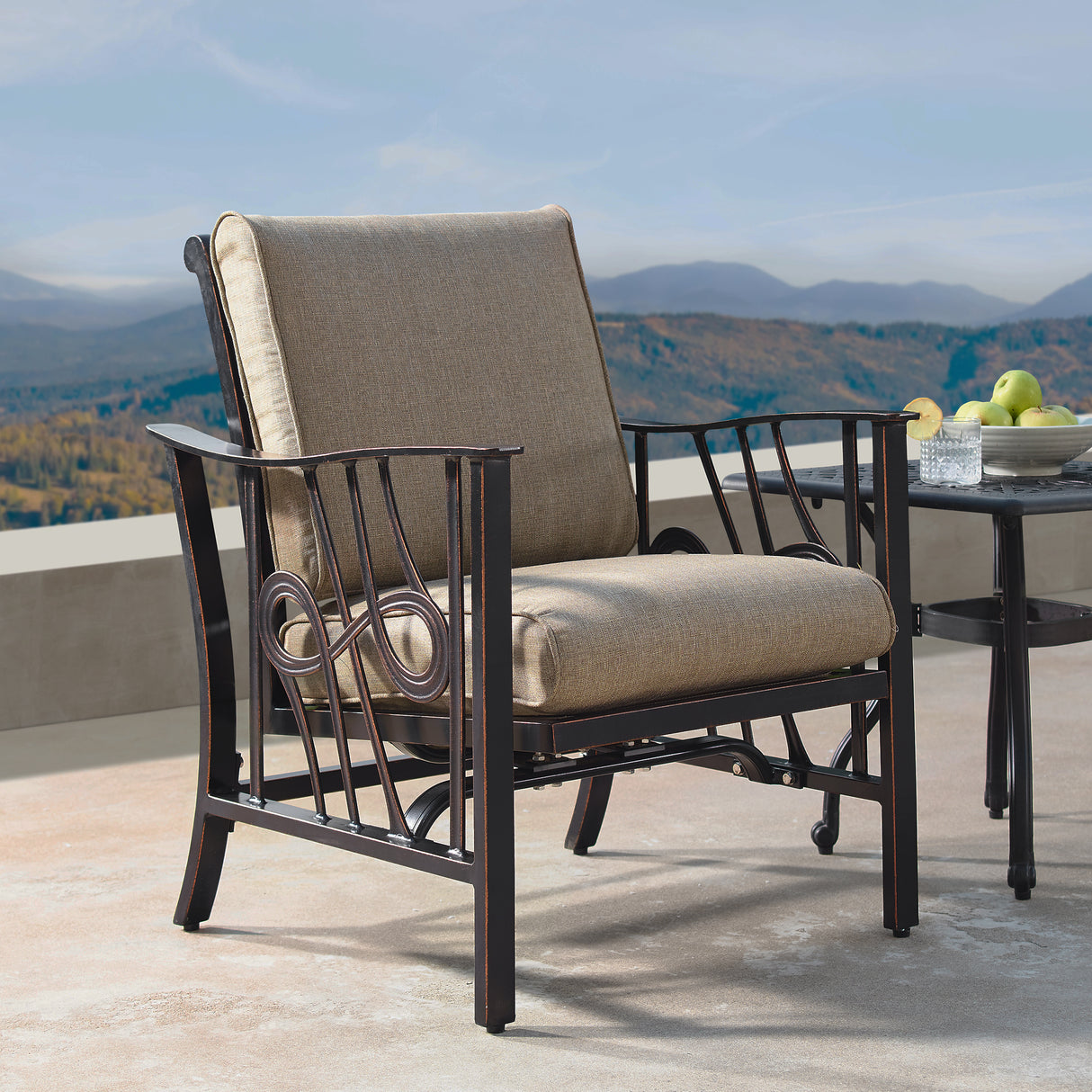 Aluminum Deep Seating Rocking Club Chairs in Antique Copper (set of 4) Sharicks