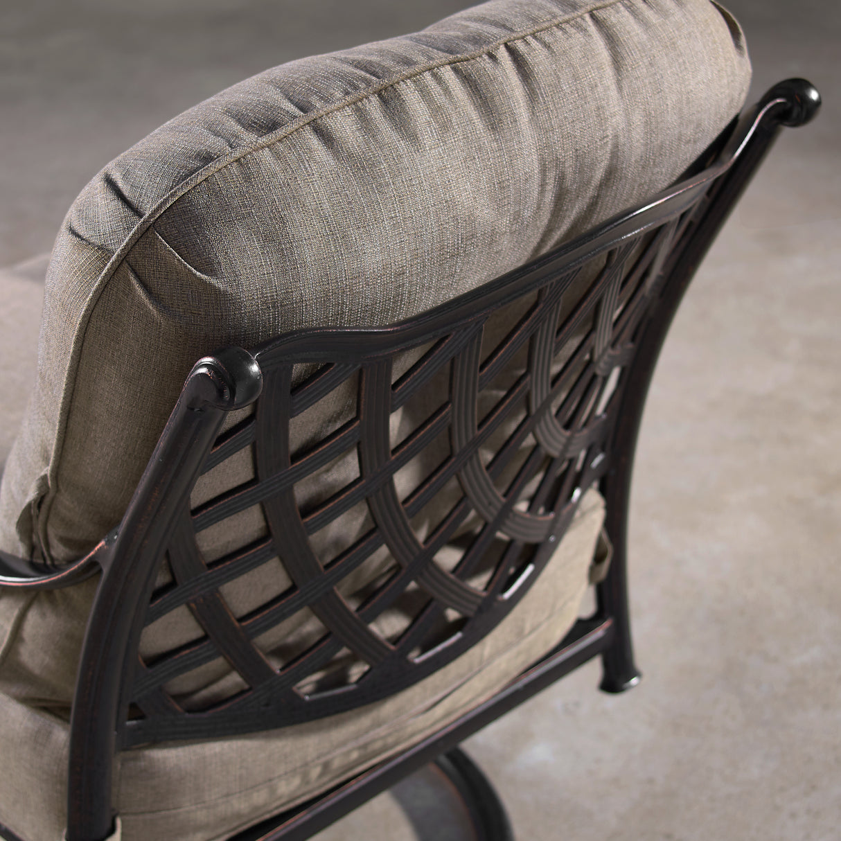 Aluminum Modern Deep Seating Swivel Rocking Club Chairs Tan Cushions Sharicks