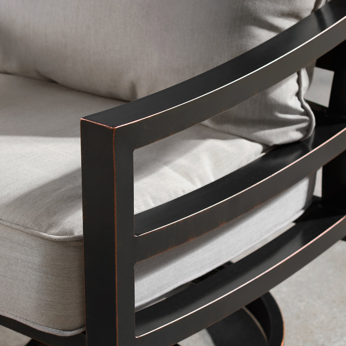 Aluminum Modern Deep Seating Swivel Rocking Club Chairs Grey Cushions Sharicks