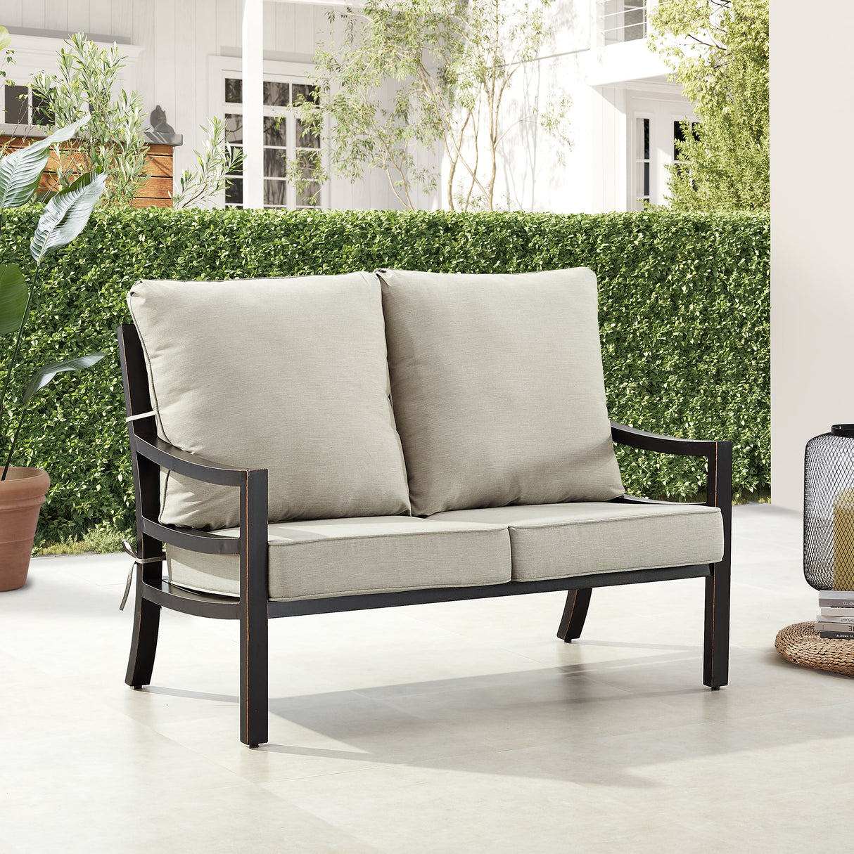Black Aluminum Deep Seating Loveseat with Cushions - Sharicks