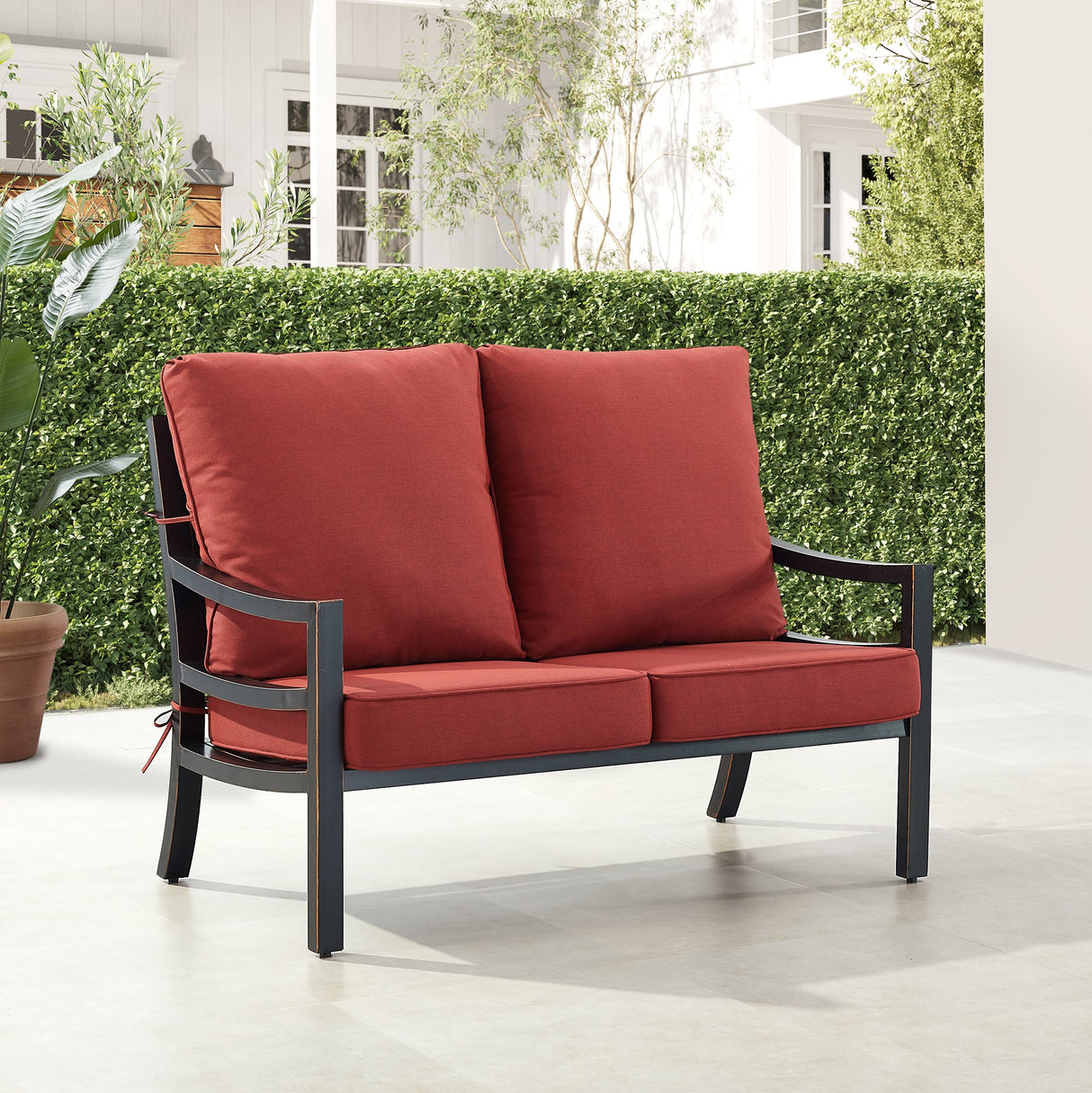 Black Aluminum Deep Seating Loveseat with Cushions - Sharicks