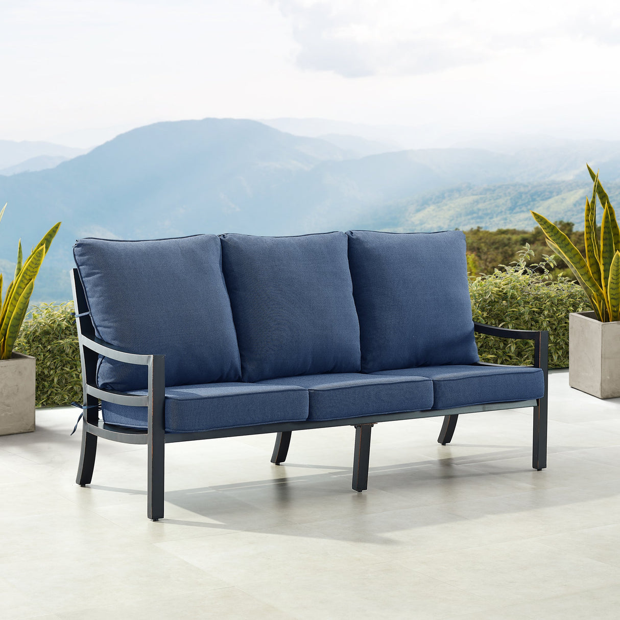 Black Aluminum Deep Seating Sofa with Cushions - Sharicks