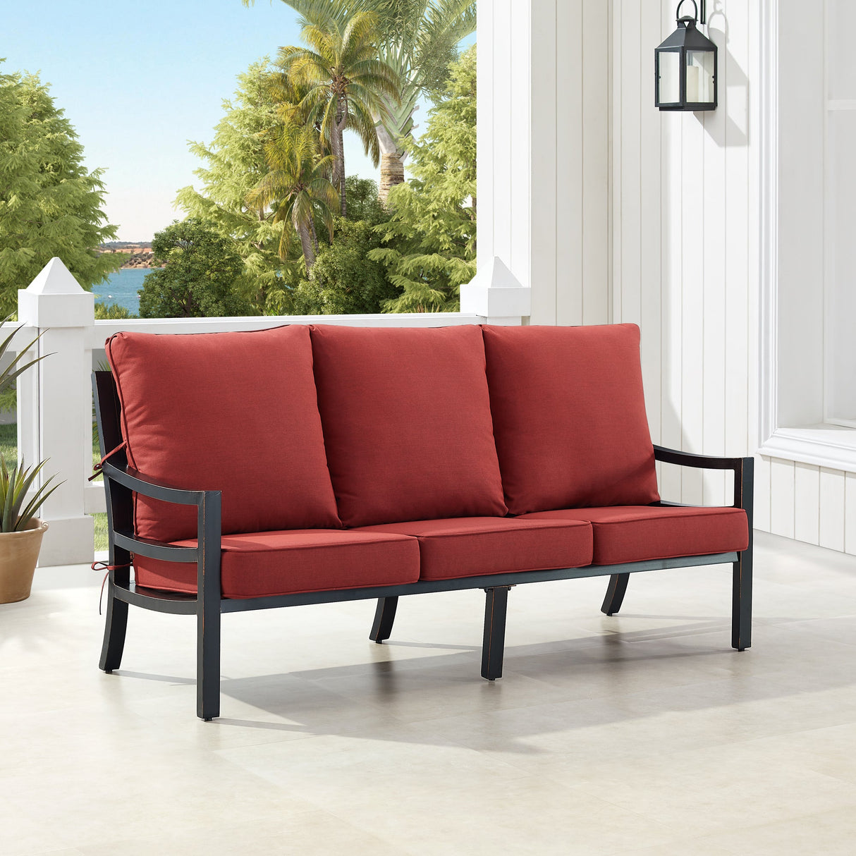 Black Aluminum Deep Seating Sofa with Cushions - Sharicks