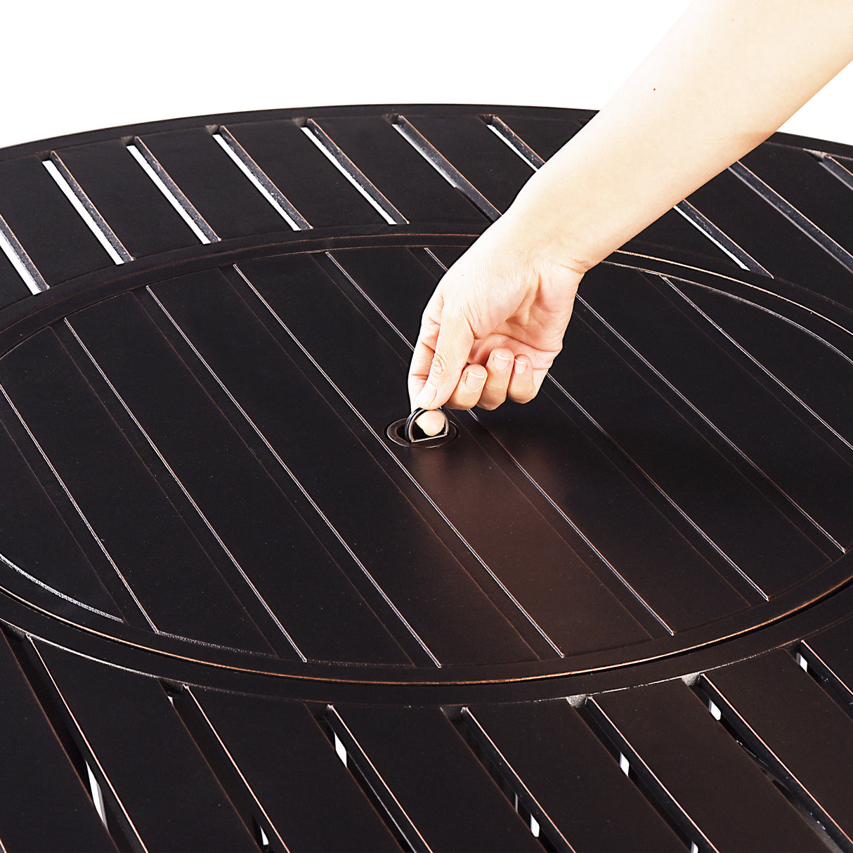 Aluminum 44-in Round Propane Fire Table with Beads, Covers and Lid Sharicks