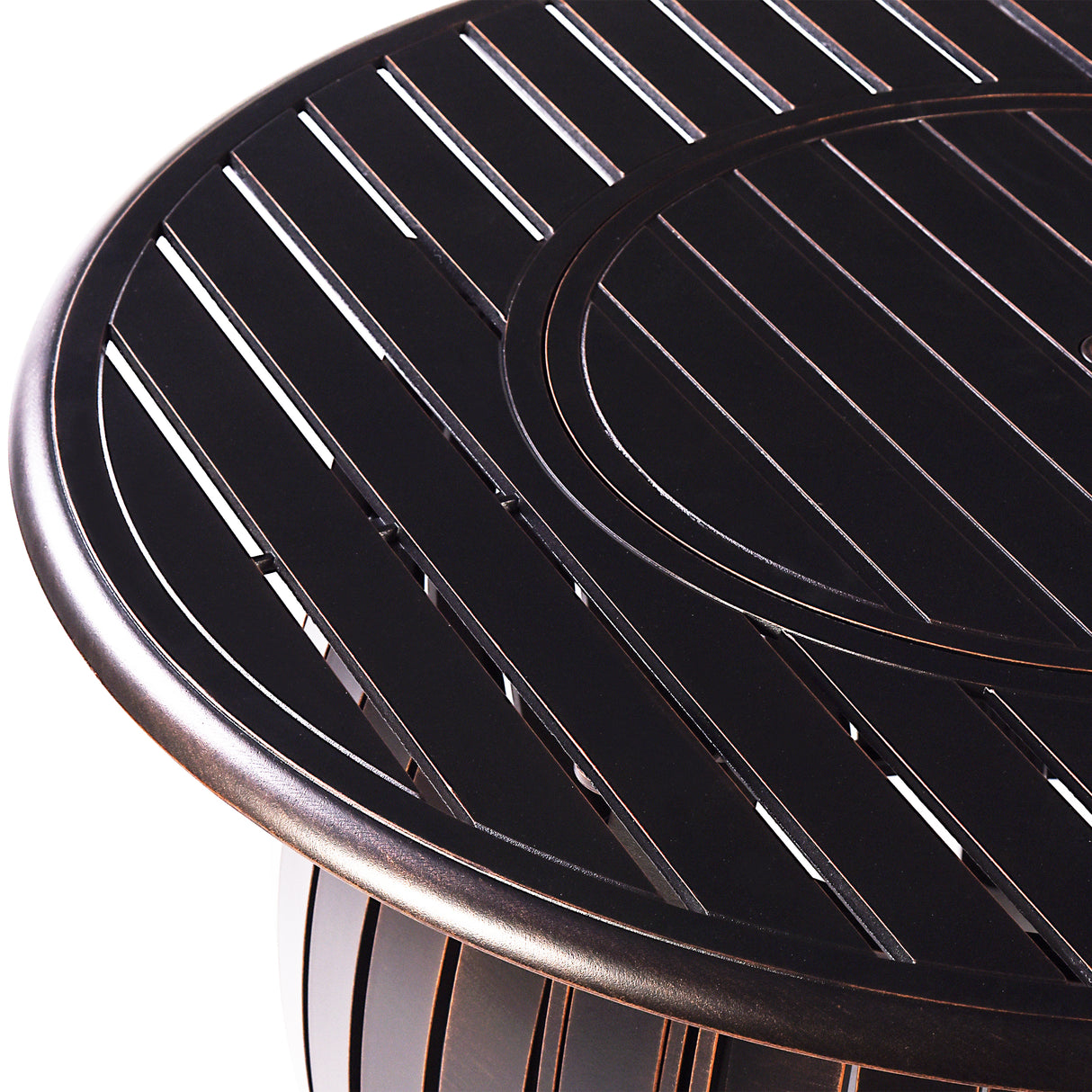 Aluminum 44-in Round Propane Fire Table with Beads, Covers and Lid Sharicks