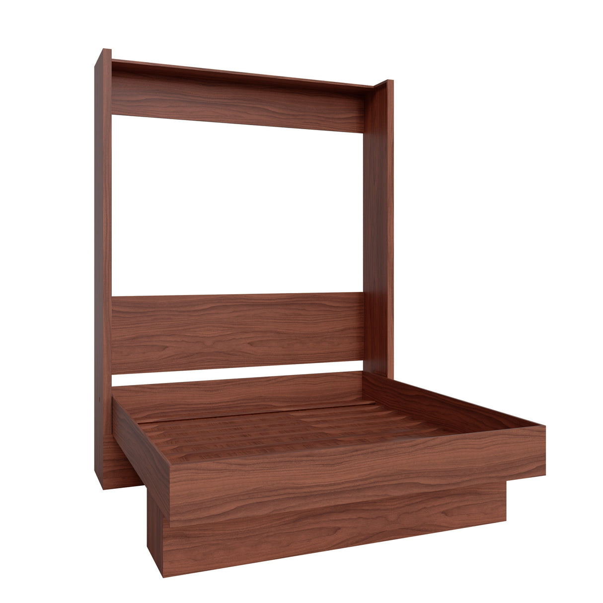 Easy-Lift King Murphy Wall Bed in Brown with Shelf