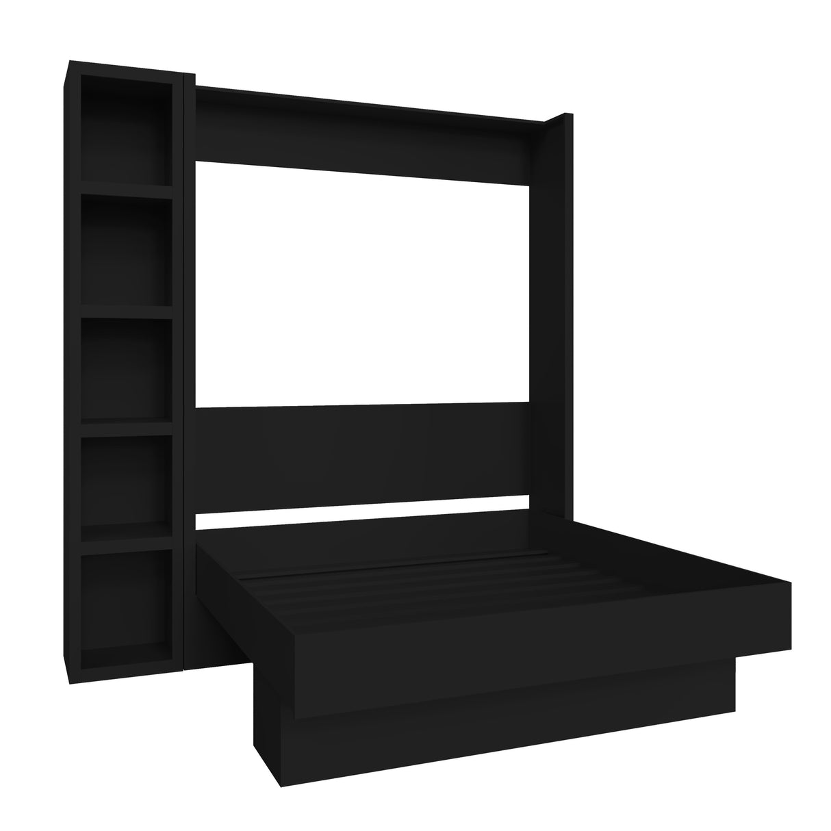 Easy-Lift King Murphy Wall Bed in Black with Bookshelf