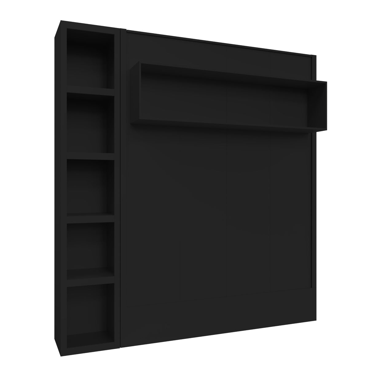 Easy-Lift King Murphy Wall Bed in Black with Bookshelf