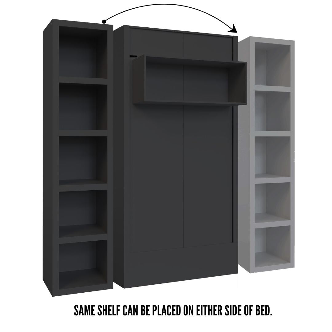 Easy-Lift Twin Murphy Wall Bed in Black with Bookshelf - Sharicks