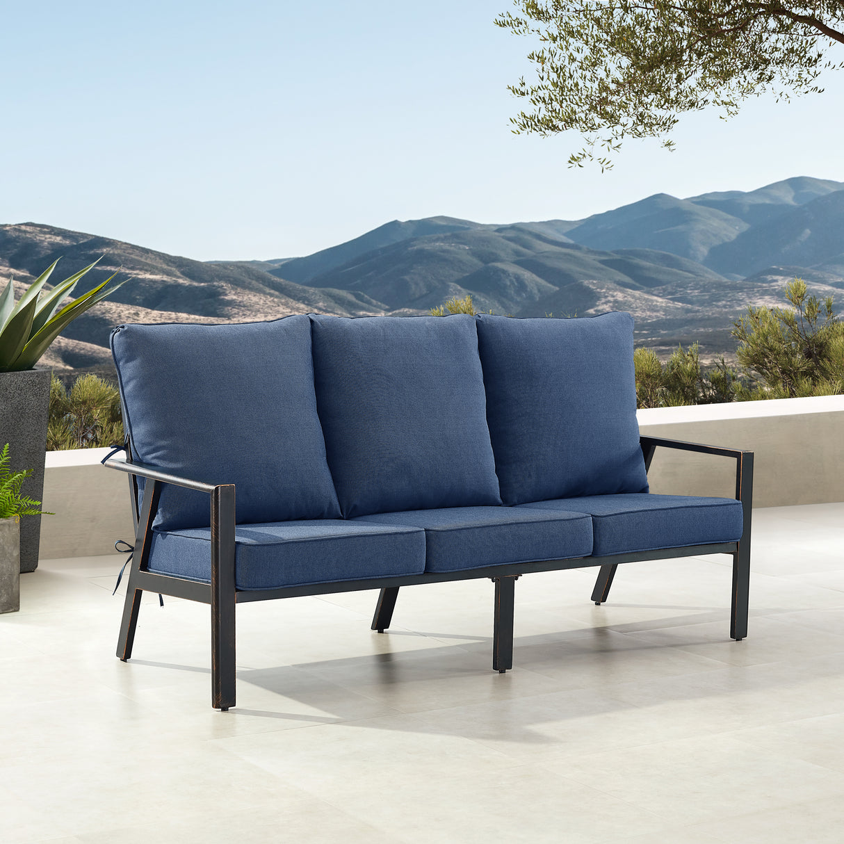 Black Aluminum Deep Seating Sofa with Cushion with Cushions - Sharicks