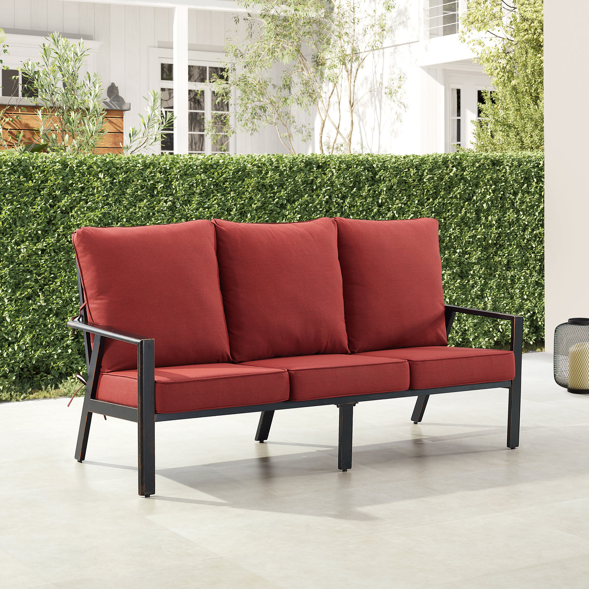 Black Aluminum Deep Seating Sofa with Cushion with Cushions - Sharicks