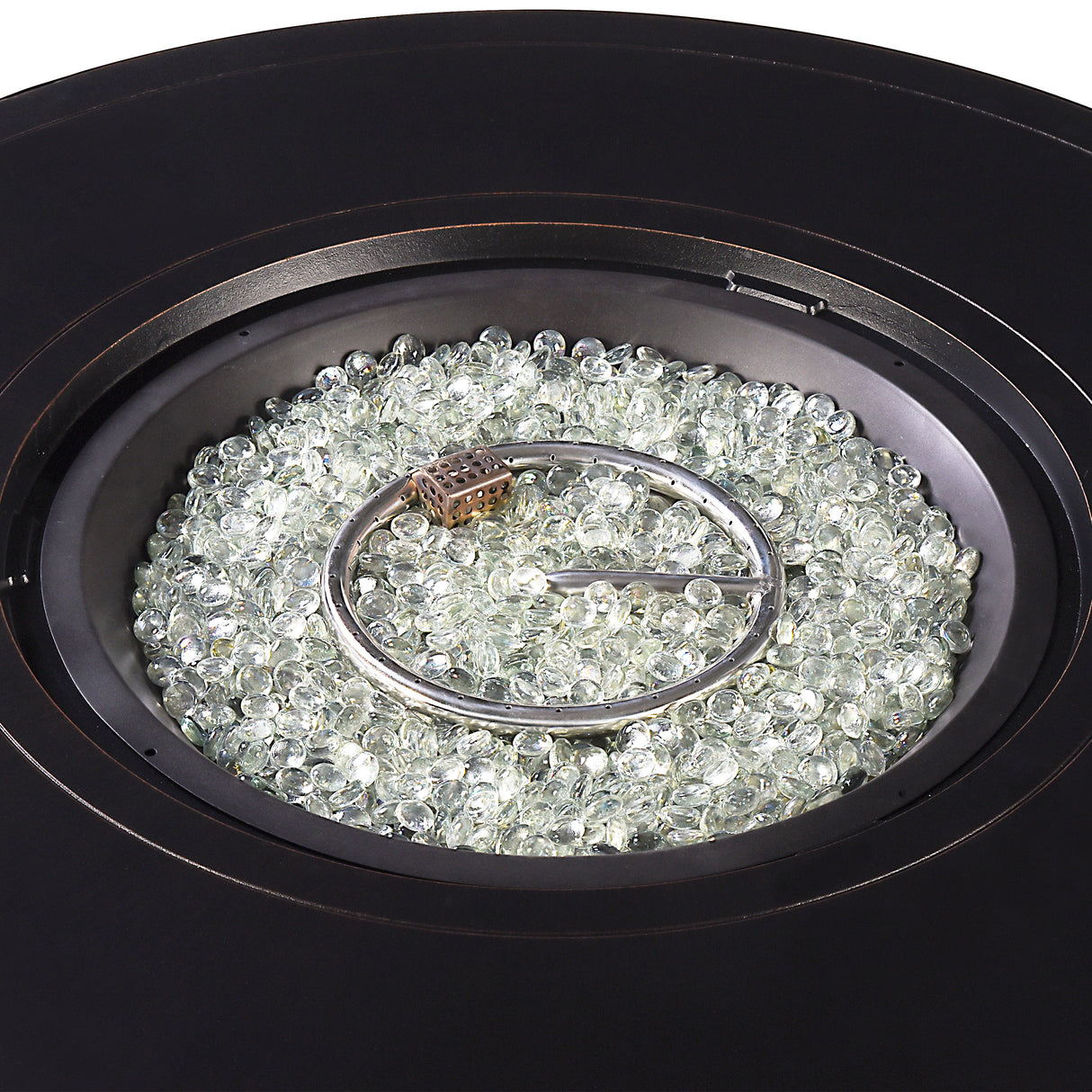 Aluminum 44-in Round Propane Fire Table with Beads, Covers and Lid Sharicks