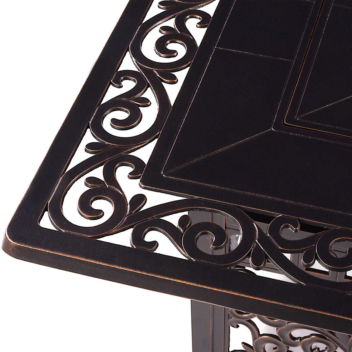 Aluminum 42-in Square Propane Fire Table with Beads, Covers and Lid Sharicks