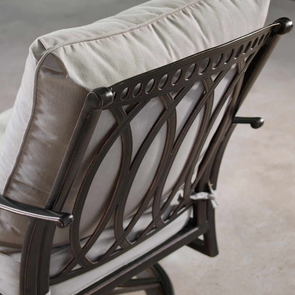 Aluminum Ornate Deep Seating Swivel Rocking Club Chairs Grey Cushions Sharicks