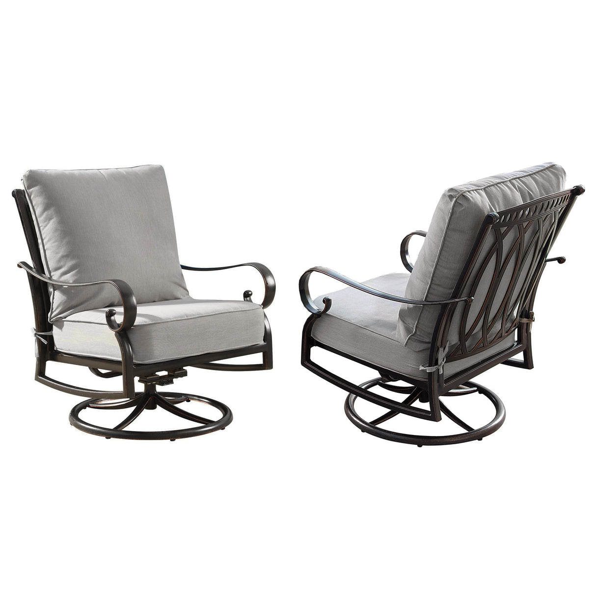 Aluminum 34-in Round Patio Fire Table Set with Swivel Rocking Chairs - Sharicks