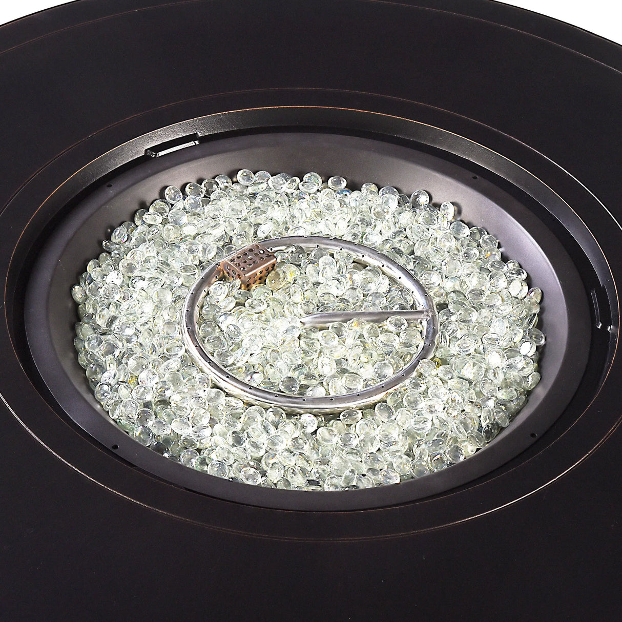Aluminum 44-in Round Propane Fire Table with Beads, Covers and Lid Sharicks