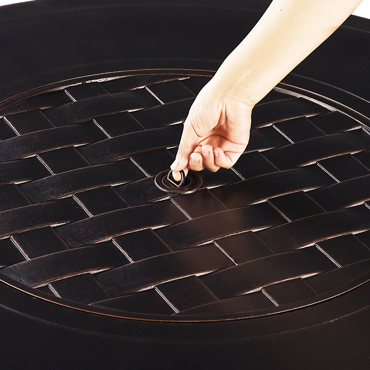 Aluminum 44-in Round Propane Fire Table with Beads, Covers and Lid Sharicks