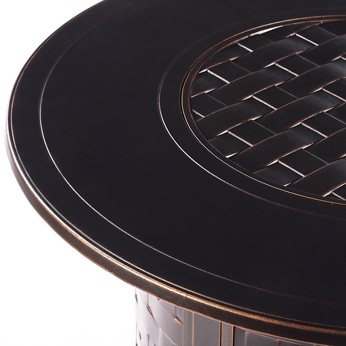 Aluminum 44-in Round Propane Fire Table with Beads, Covers and Lid Sharicks