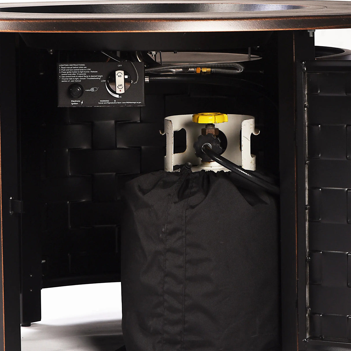 Aluminum 44-in Round Propane Fire Table with Beads, Covers and Lid Sharicks