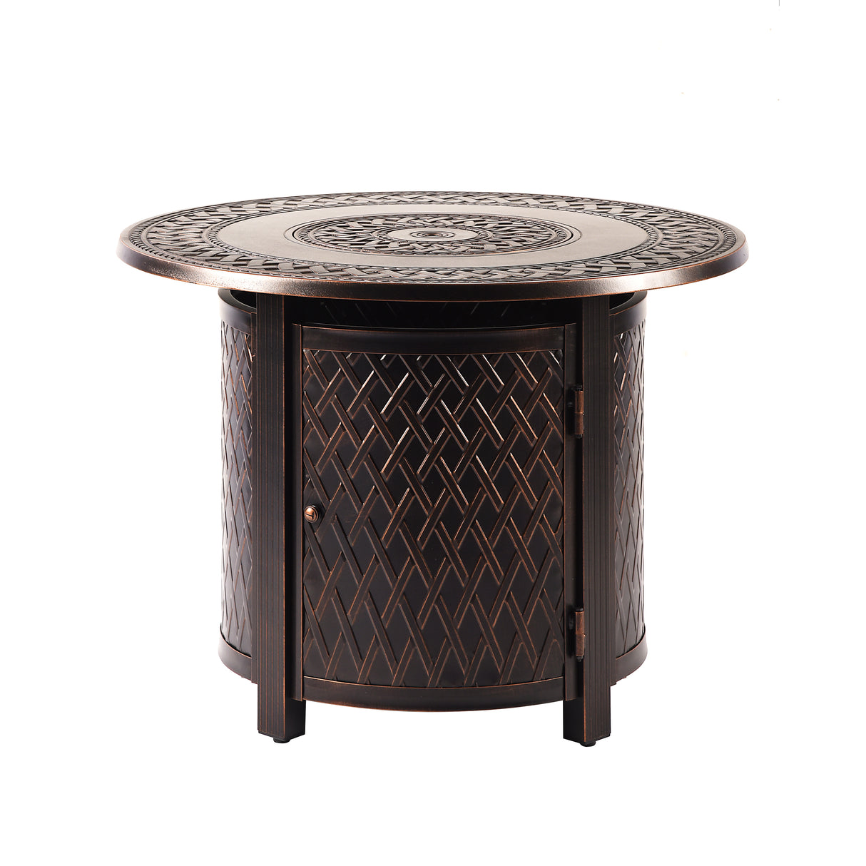 Aluminum 34-in Round Propane Fire Table with Beads, Covers and Lid Sharicks