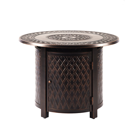 Aluminum 34-in Round Propane Fire Table with Beads, Covers and Lid