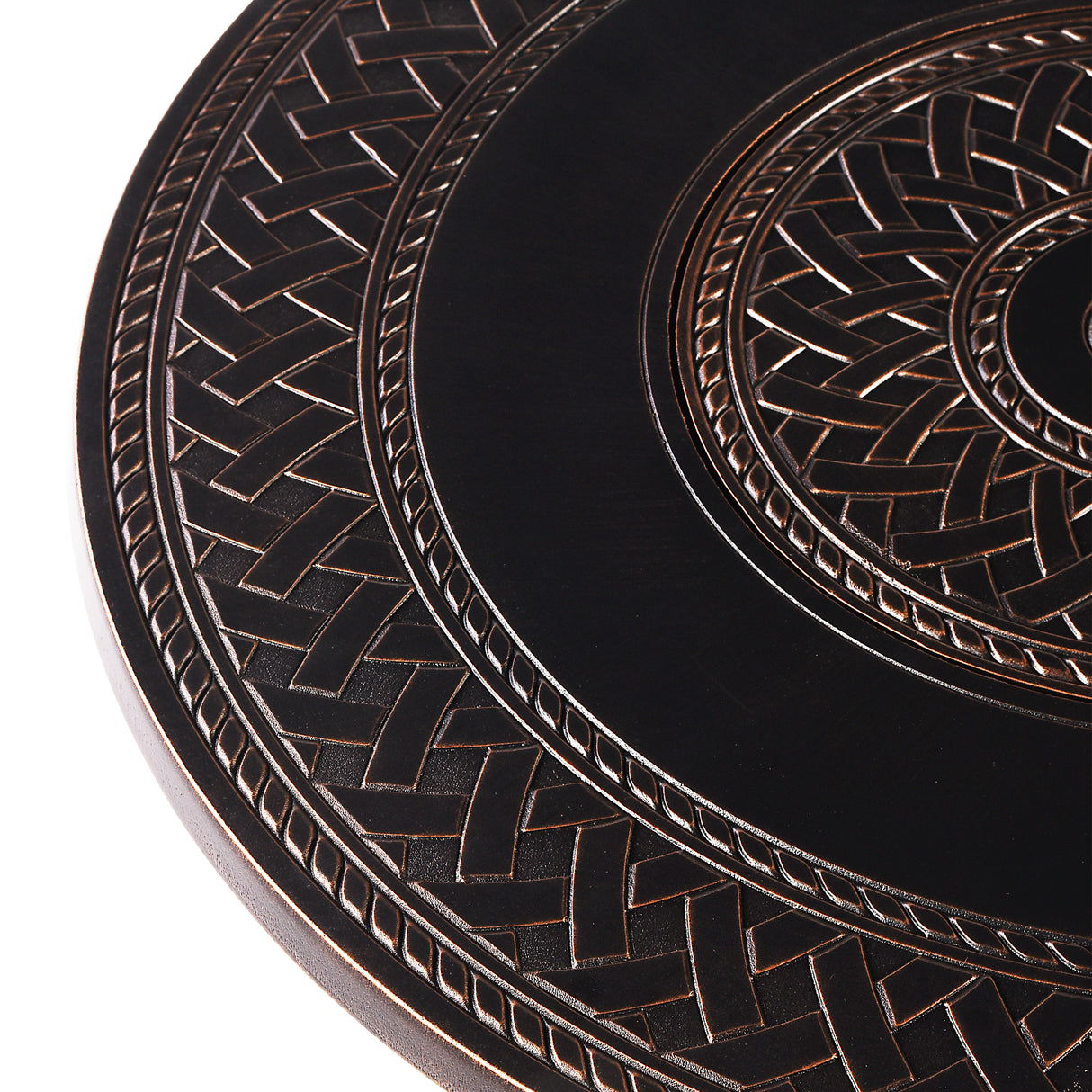 Aluminum 34-in Round Propane Fire Table with Beads, Covers and Lid Sharicks