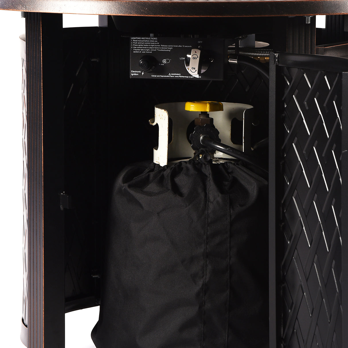 Aluminum 34-in Round Propane Fire Table with Beads, Covers and Lid Sharicks