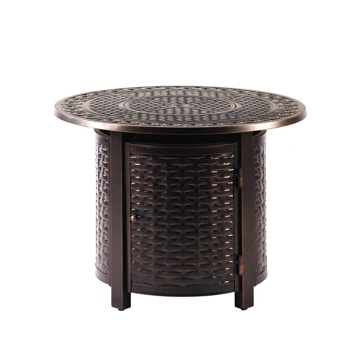 Aluminum 34-in Round Propane Fire Table with Beads, Covers and Lid Sharicks