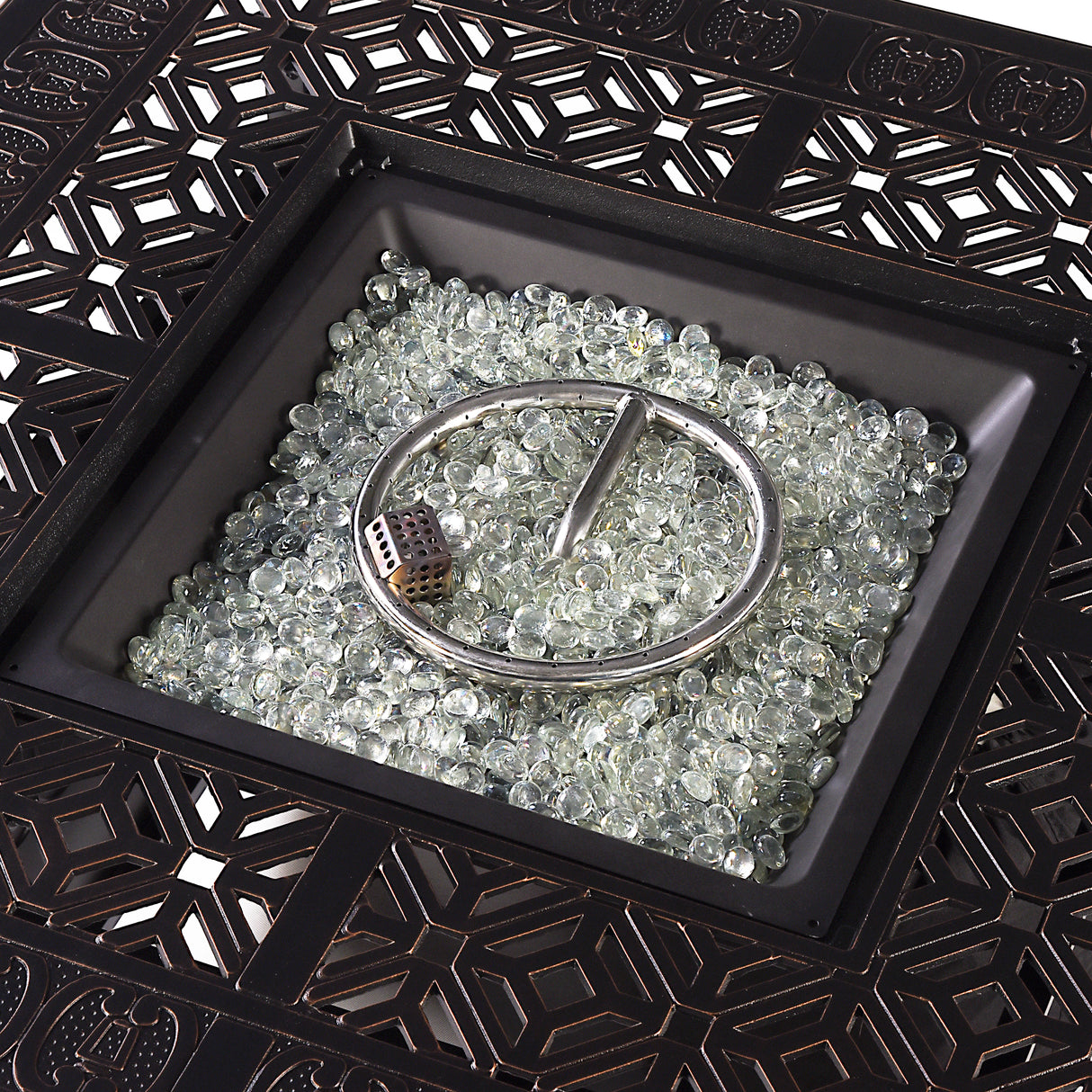 Aluminum 42-in Square Propane Fire Table with Beads, Covers and Lid Sharicks