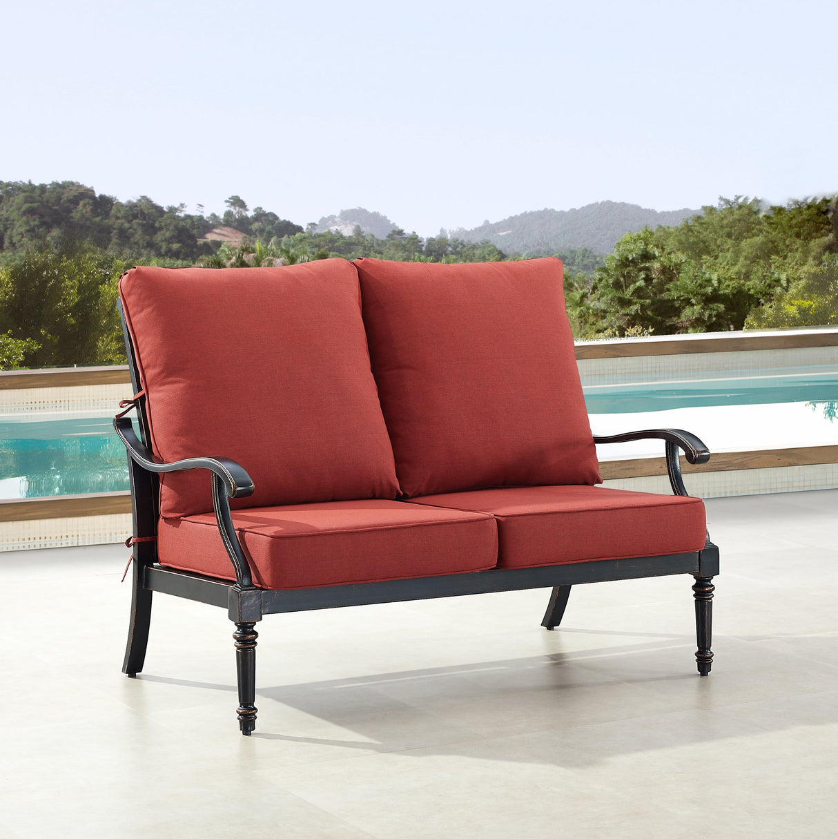 Black Aluminum Deep Seating Loveseat with Cushions - Sharicks