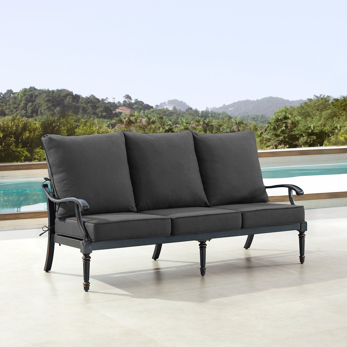 Black Aluminum Deep Seating Sofa with Cushions - Sharicks