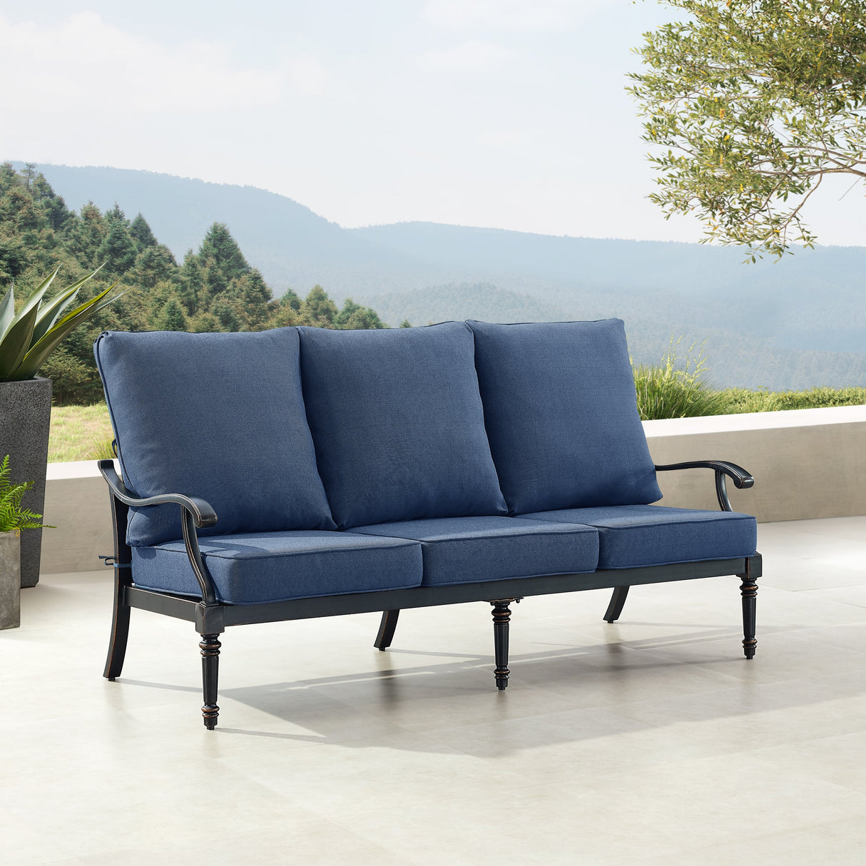 Black Aluminum Deep Seating Sofa with Cushions - Sharicks