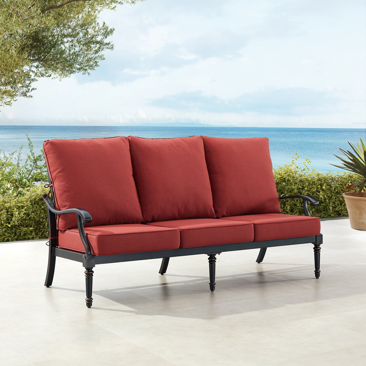 Black Aluminum Deep Seating Sofa with Cushions - Sharicks