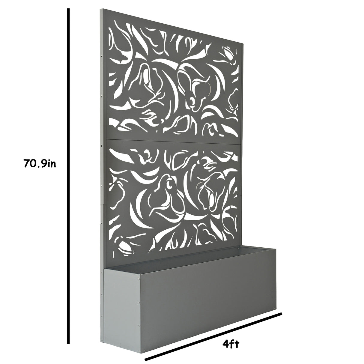 6 ft. X 4 ft. Grey Freestanding Metal Privacy Screen Room Divider with Flower Box