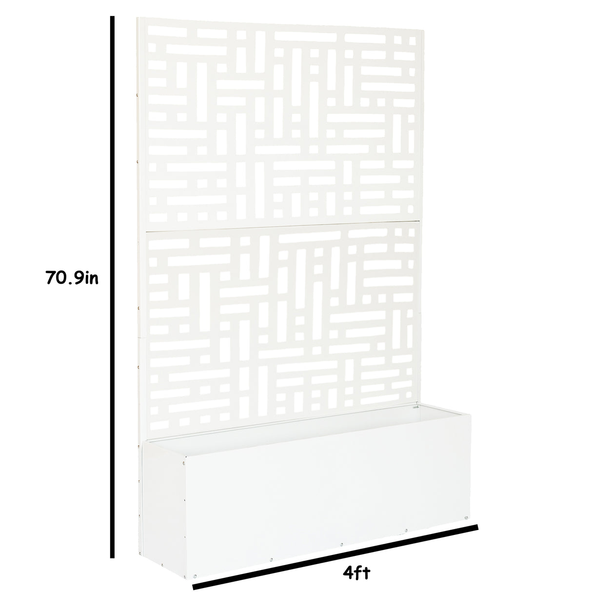 6 ft. X 4 ft. White Freestanding Metal Privacy Screen Room Divider with Flower Box
