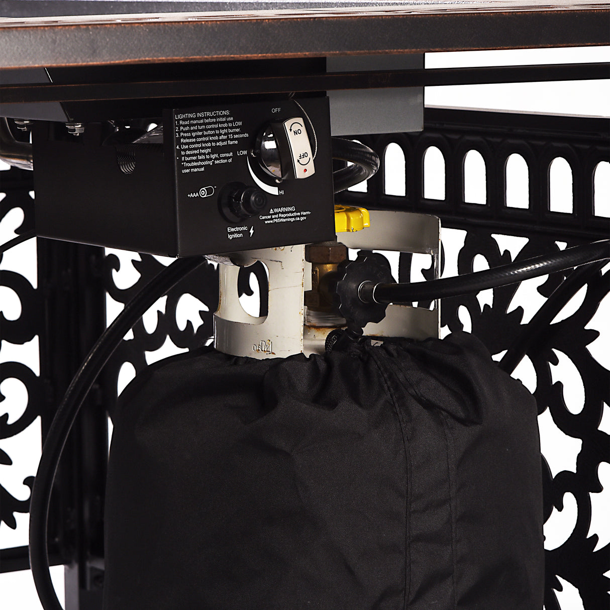 Black Aluminum Fire Table Set with Four Club Chairs - Sharicks