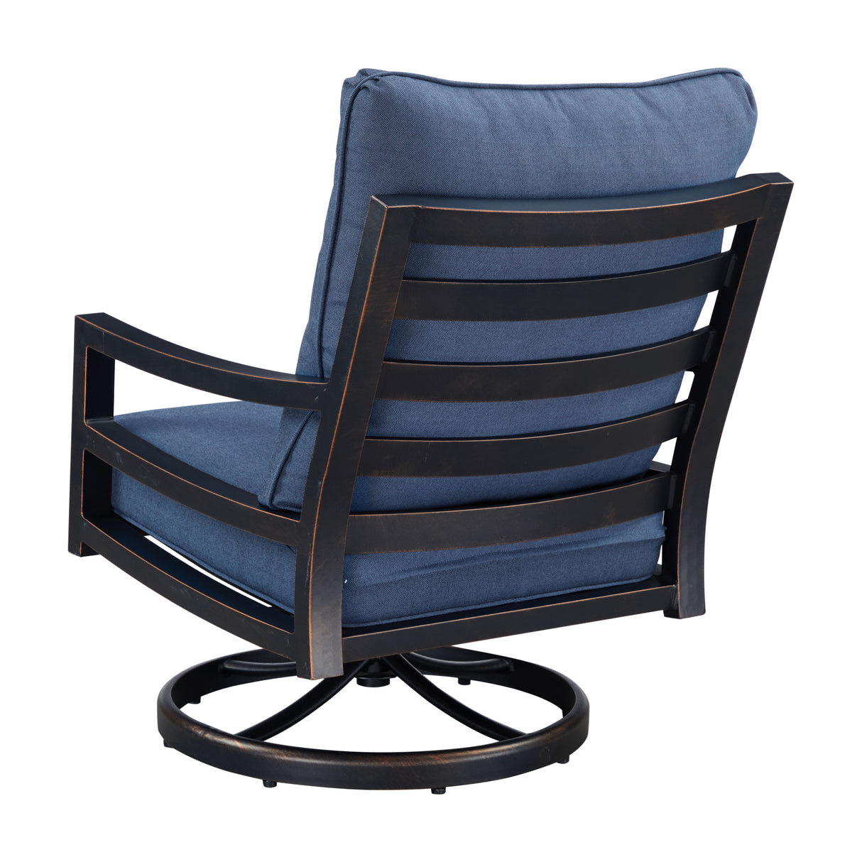 Pair of Black Aluminum Deep Seating Swivel Rocker Club Chairs with Cushions - Sharicks