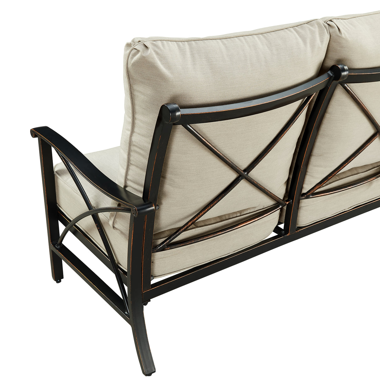 Black Aluminum Deep Seating Deep Seating Sofa with Cushions - Sharicks