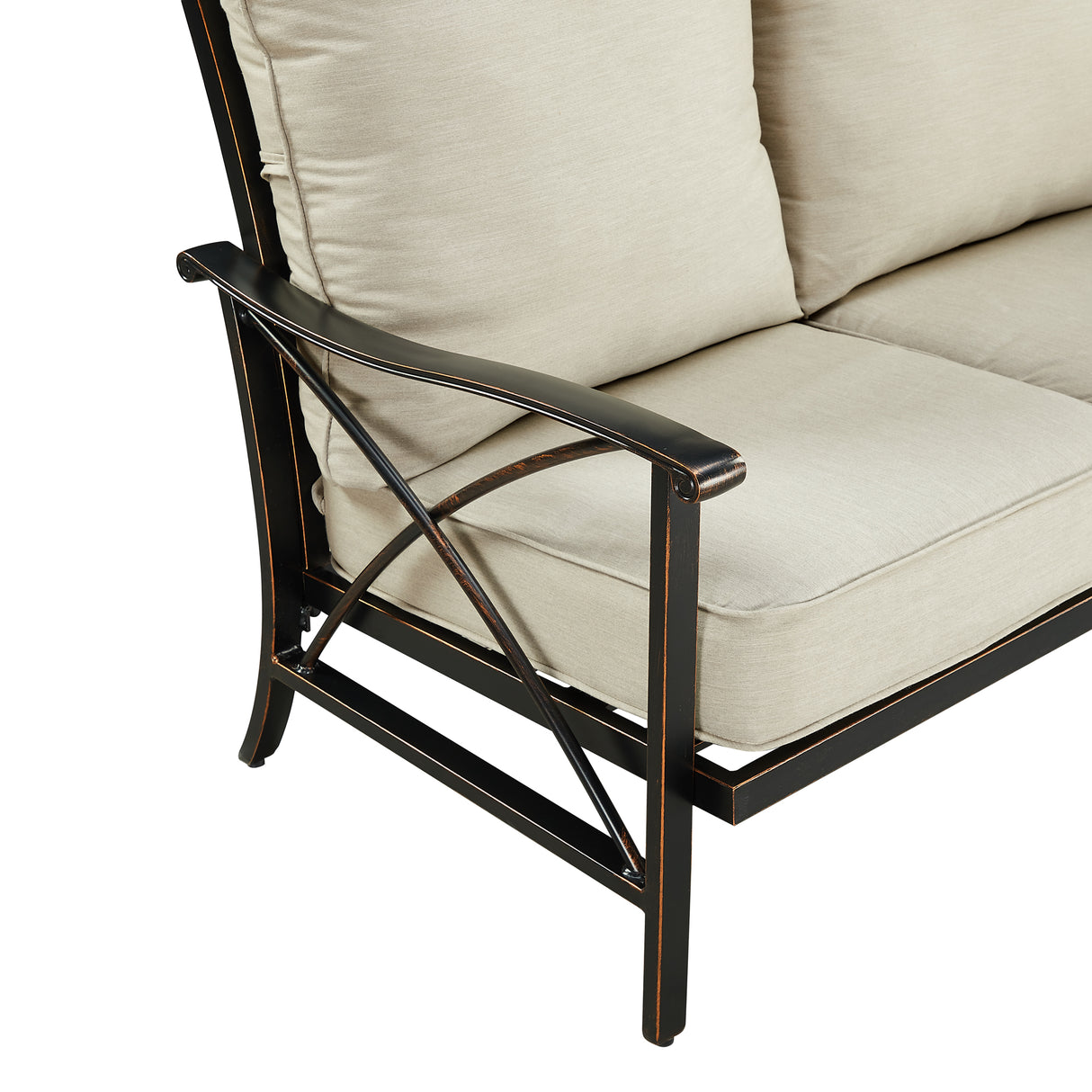 Black Aluminum Deep Seating Deep Seating Loveseat with Cushion with Cushions - Sharicks