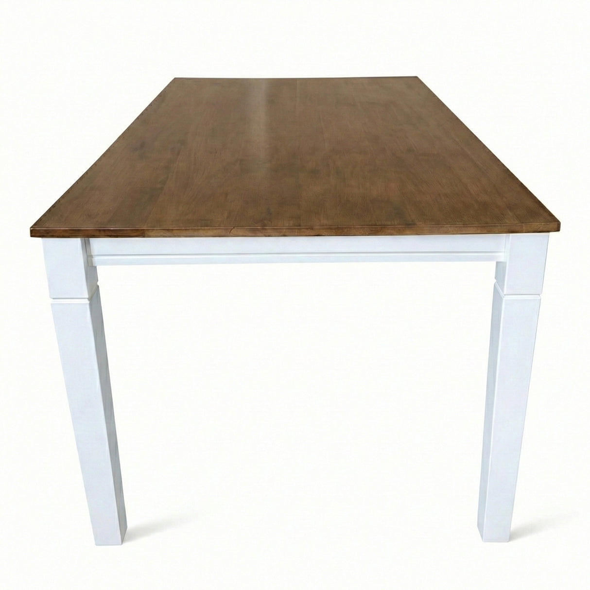 Modern 59 Inch Rectangular Dining Table, Dirty Oak/White Finish Solid Rubberwood