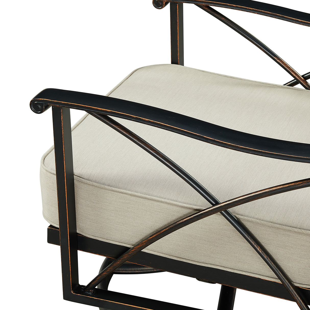 Pair of Black Aluminum Deep Seating Swivel Rocker Club Chairs with Cushions - Sharicks