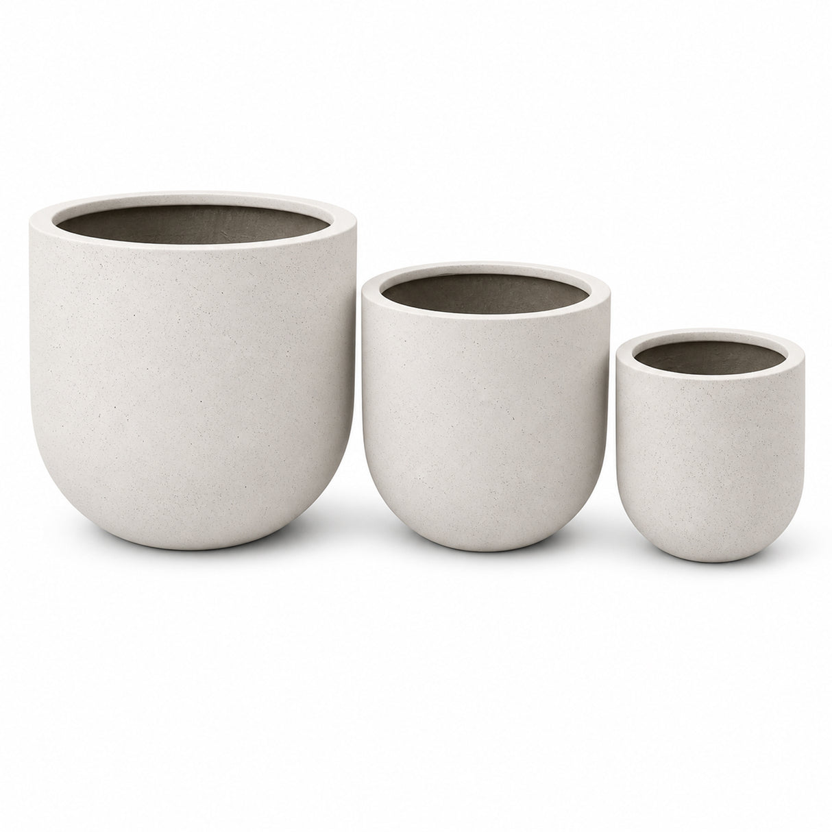 Set of 3 Round Cylinder Polystone Indoor/Outdoor Planters, White