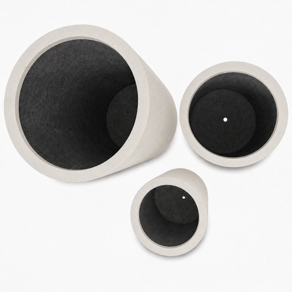 Set of 3 Tall Cylinder Polystone Indoor/Outdoor Planters, White