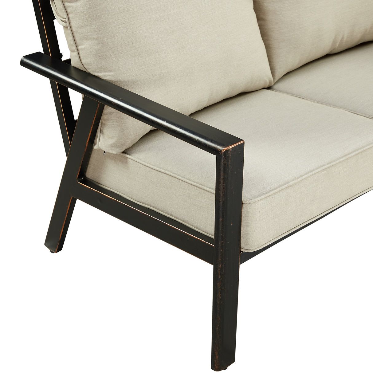 Black Aluminum Deep Seating Sofa with Cushion with Cushions - Sharicks