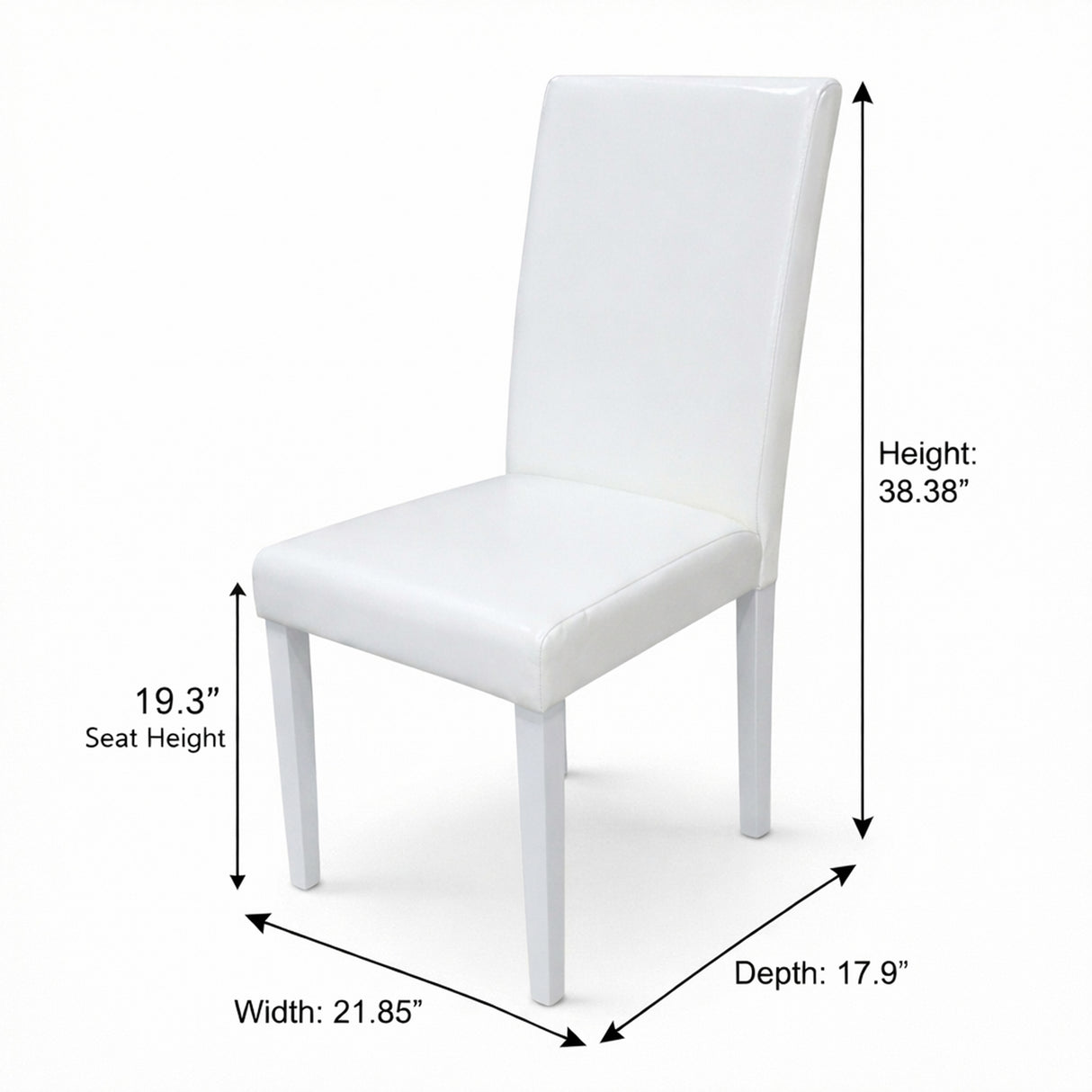 Modern 9-Piece 78.7 Inch Rectangular Dining Set, White Finish with White PU Leather Upholstered Chairs, Solid Rubberwood
